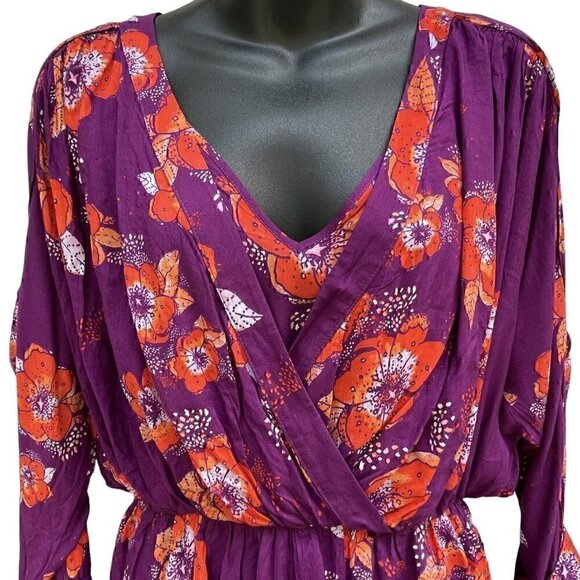 Free People Floral Flowy Tuscan Dreams Long Sleeve Wrist Tie Tunic Women’s S - Picture 4 of 14
